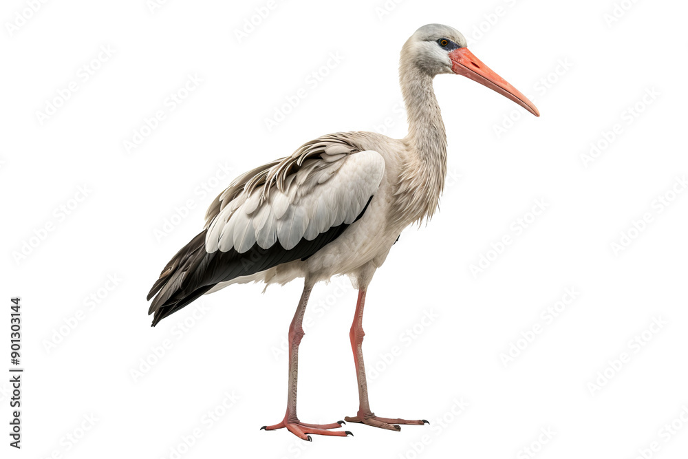 Detailed illustration of a stork in PNG format with transparent background for wildlife and nature design projects Detailed illustration of a stork in PNG format with transparent background for wildlife and nature design projects