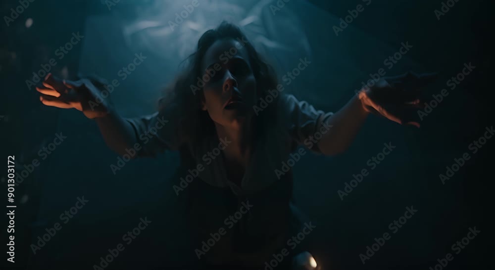 Woman in a Dramatic Pose with a Candle Woman in a Dramatic Pose with a Candle