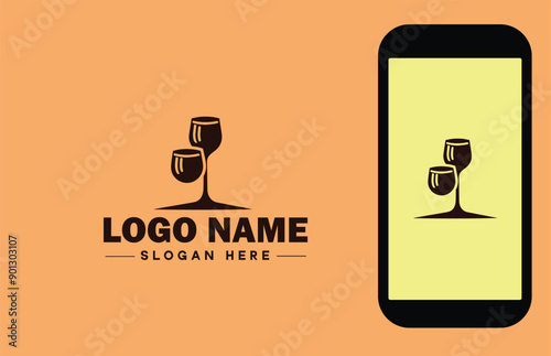 Glassware company icon Glassworks Glass production firm Glass manufacturer flat logo sign symbol editable vector
