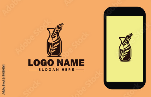 Glassware company icon Glassworks Glass production firm Glass manufacturer flat logo sign symbol editable vector