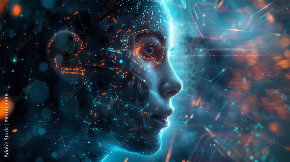 Digital Portrait of a Woman with a Cybernetic Skin Digital Portrait of a Woman with a Cybernetic Skin