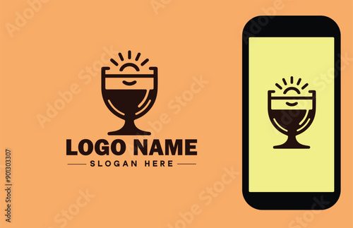 Glassware company icon Glassworks Glass production firm Glass manufacturer flat logo sign symbol editable vector