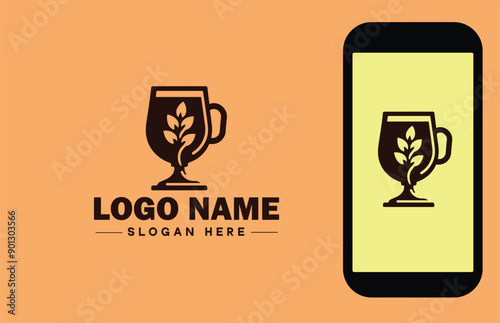 Glassware company icon Glassworks Glass production firm Glass manufacturer flat logo sign symbol editable vector