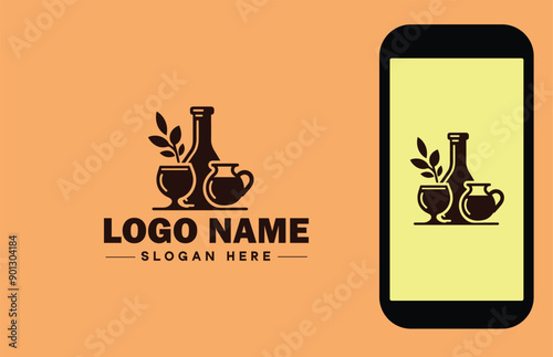 Glassware company icon Glassworks Glass production firm Glass manufacturer flat logo sign symbol editable vector