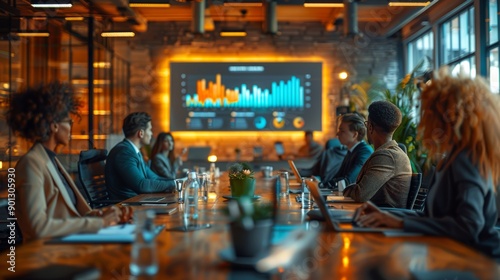 Business Team Engaged in Discussion During a Meeting in a Modern Office Space