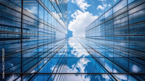 Modern skyscraper with a window to heaven, capturing the elegance of contemporary architecture and sky reflections.
