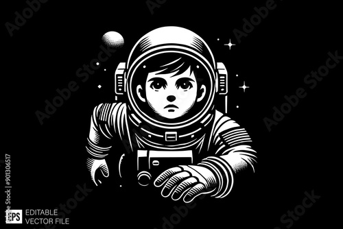 astronout vector design black and white