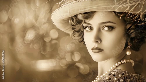 A vintage portrait of an 1920s elegant girl