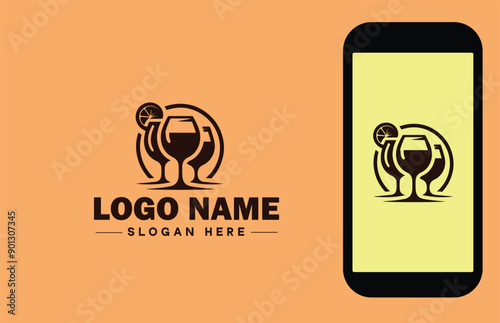 Glassware company icon Glassworks Glass production firm Glass manufacturer flat logo sign symbol editable vector