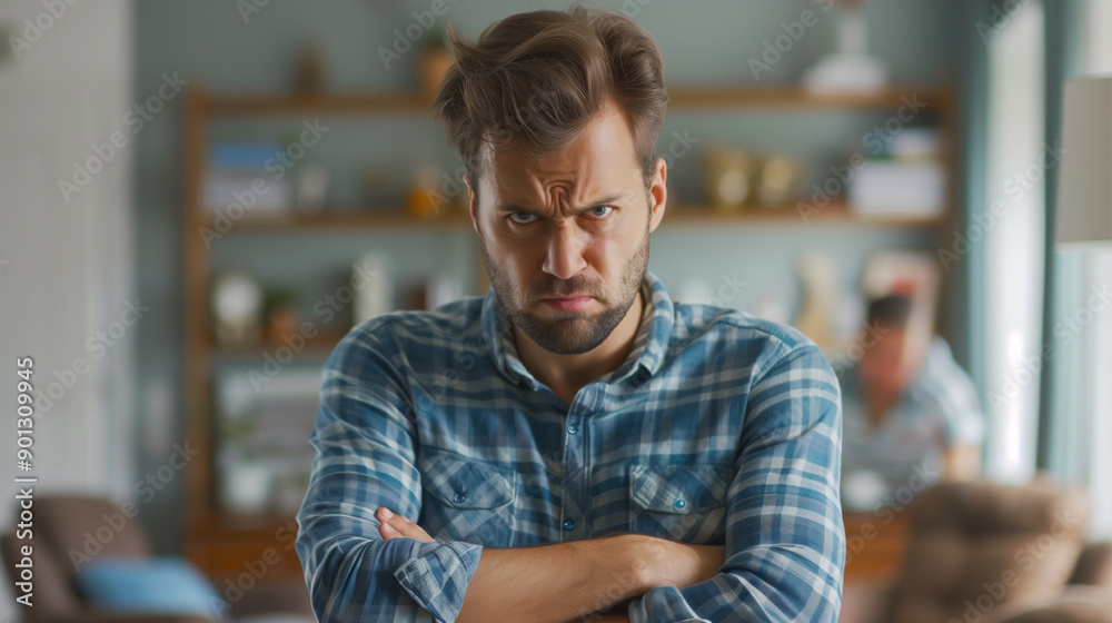 angry and frowning boss. sullen face