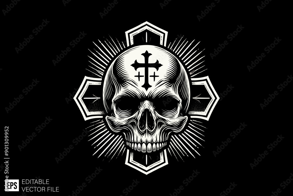 Dark art scary skull head vector illustration design Dark art scary skull head vector illustration design
