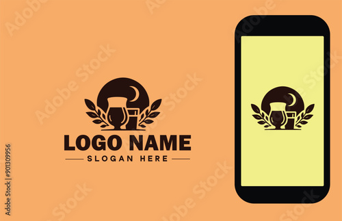 Glassware company icon Glassworks Glass production firm Glass manufacturer flat logo sign symbol editable vector