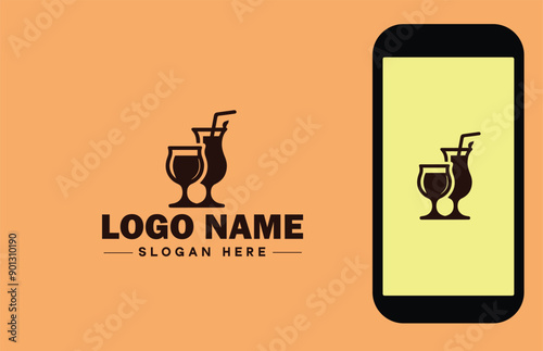 Glassware company icon Glassworks Glass production firm Glass manufacturer flat logo sign symbol editable vector