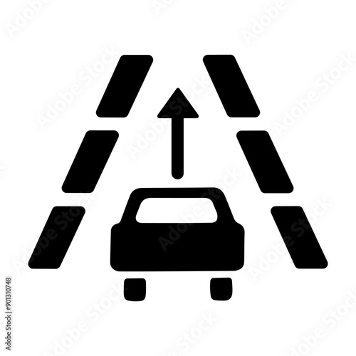 Lane keeping icon in glyph style 