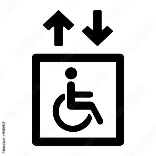 A glyph style icon of accessible lift