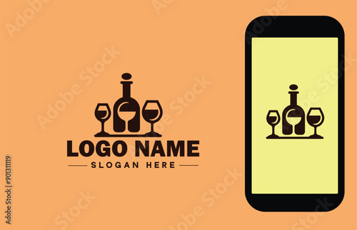 Glassware company icon Glassworks Glass production firm Glass manufacturer flat logo sign symbol editable vector