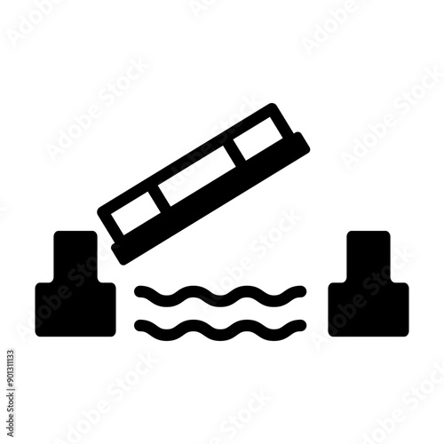 A solid style icon of bridge sign 