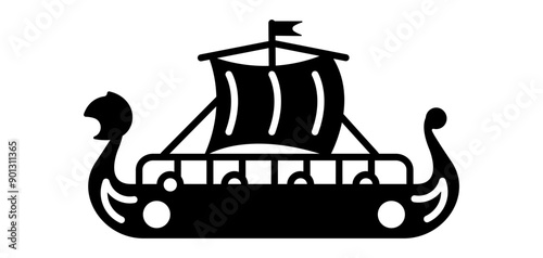 An icon of drakkar designed in solid style 