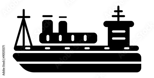 A solid style icon of barge 