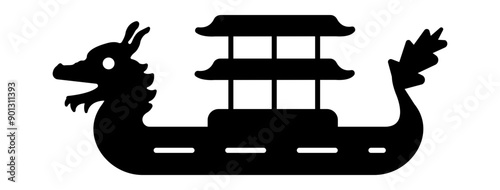 A filled style icon of dragon boat 