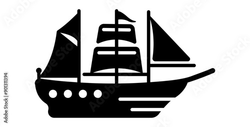 A solid style icon of gaff ketch 