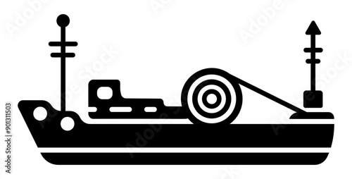 A filled style icon of cable ship 