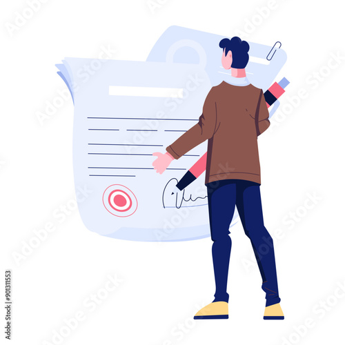 A flat style illustration of loan approval document 