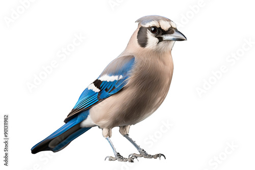 Modern jay bird illustration isolated on transparent background for nature and wildlife digital design projects photo