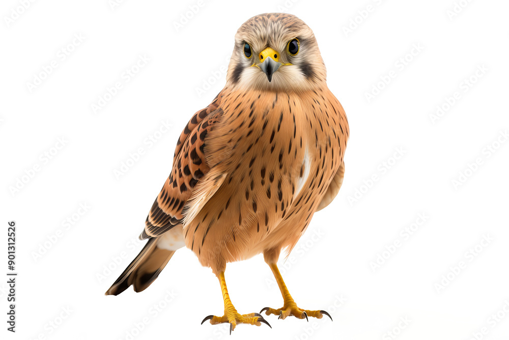 Obraz premium Kestrel in flight PNG, isolated on transparent background, ideal for wildlife and nature design projects, featuring a detailed bird of prey with outstretched wings and sharp features