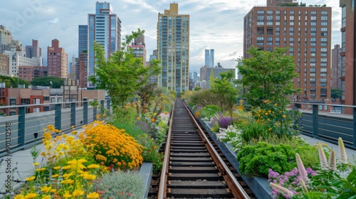 Urban Green Spaces, Images of parks, green rooftops, and community gardens within urban settings, illustrating the importance of integrating nature into cities #901312518