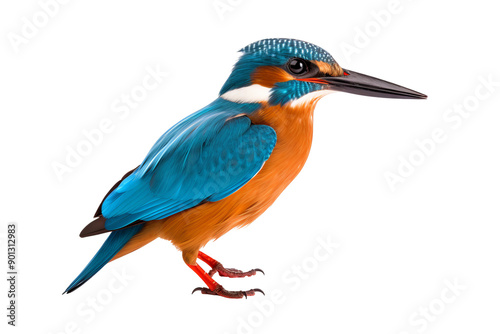 Colorful kingfisher bird in mid-flight isolated on transparent background with detailed feathers and vibrant plumage ideal for nature and wildlife design projects