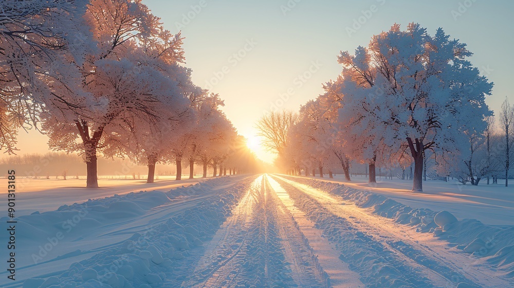 winter road in the morning background. winter road in the morning background.