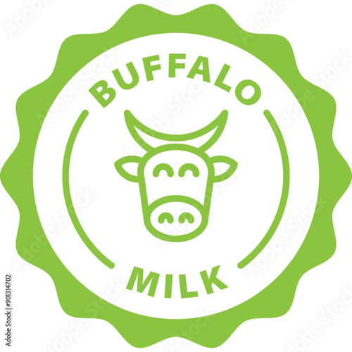 green buffalo milk outline icon round rounded circle badge stamp label isolated on transparent background