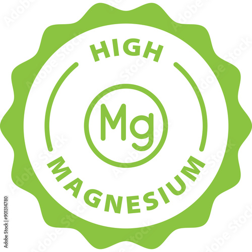 green high magnesium outline icon round rounded circle badge stamp label isolated on transparent background