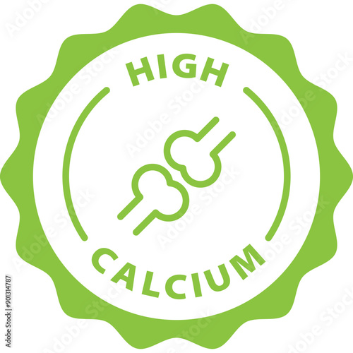 green high calcium outline icon round rounded circle badge stamp label isolated on transparent background