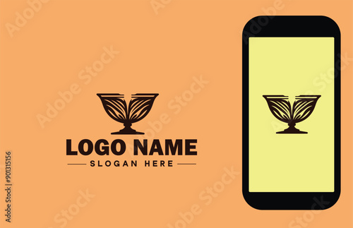 Glassware company icon Glassworks Glass production firm Glass manufacturer flat logo sign symbol editable vector