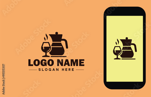 Glassware company icon Glassworks Glass production firm Glass manufacturer flat logo sign symbol editable vector