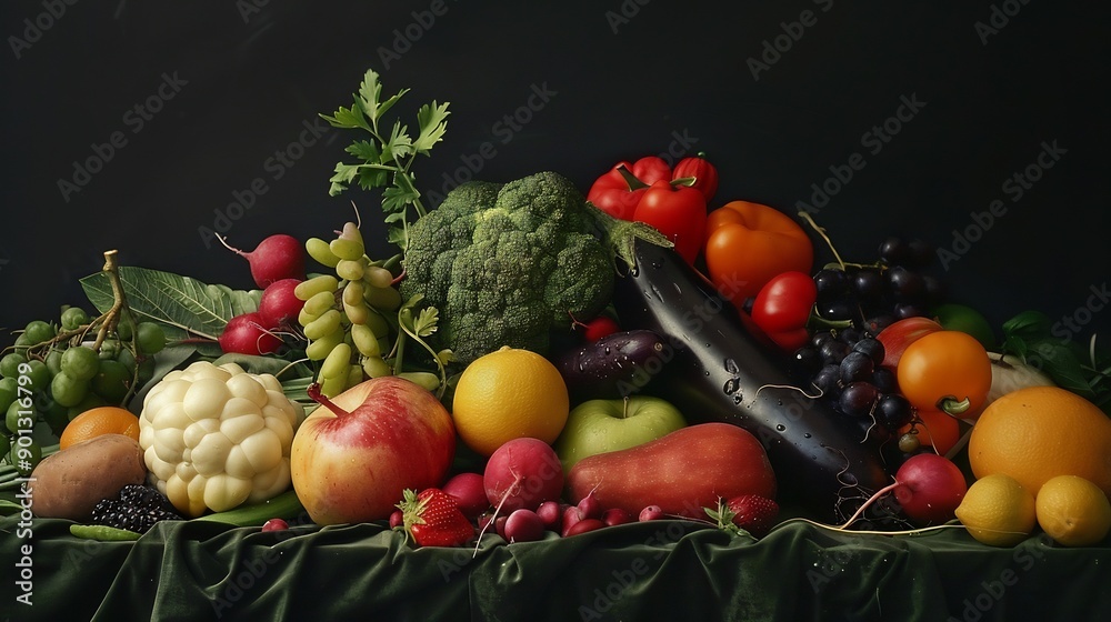 Still Life with an Abundance of Colorful Fruit and Vegetables Still Life with an Abundance of Colorful Fruit and Vegetables