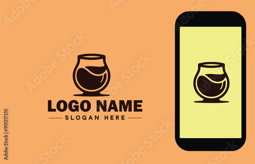 Glassware company icon Glassworks Glass production firm Glass manufacturer flat logo sign symbol editable vector