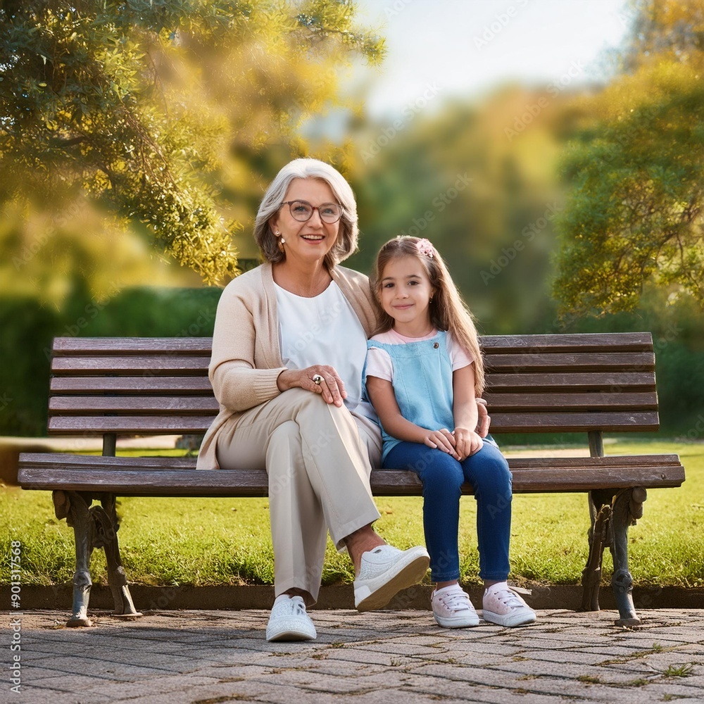 grandmother and grandaughter, AI generated grandmother and grandaughter, AI generated