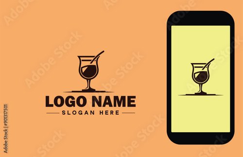 Glassware company icon Glassworks Glass production firm Glass manufacturer flat logo sign symbol editable vector