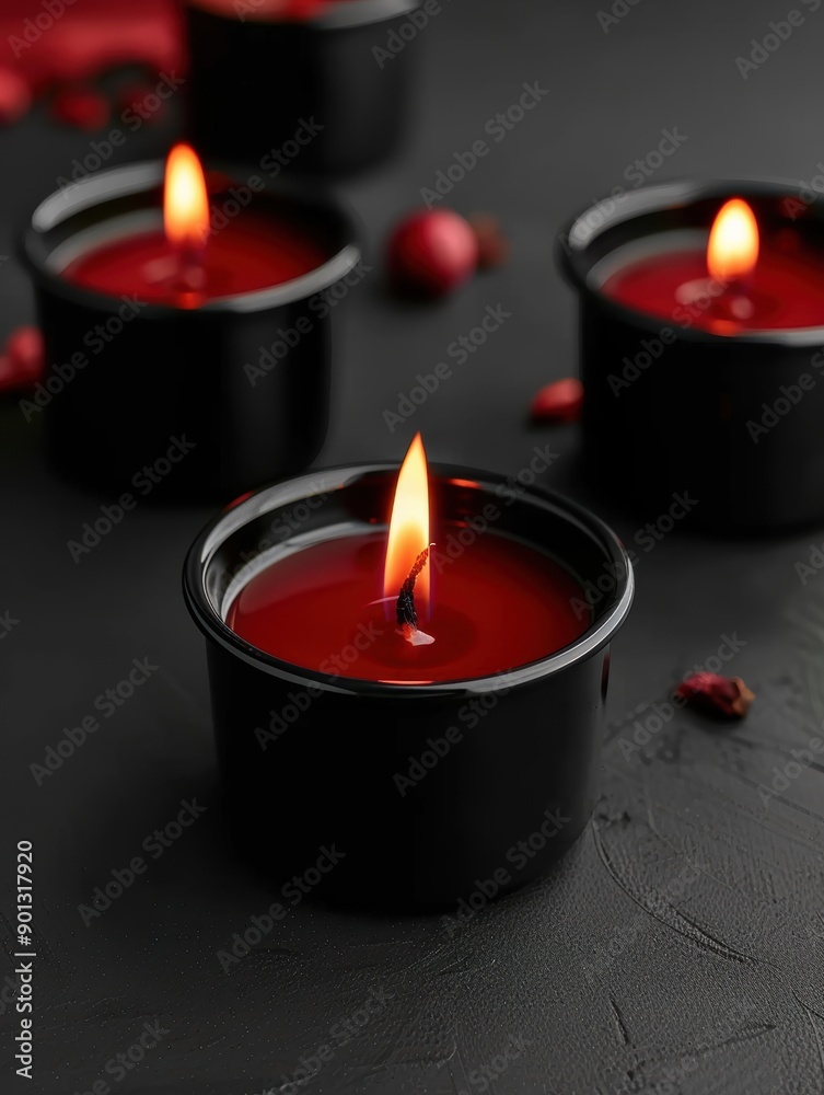 Elegant black candles with flickering flames create a cozy atmosphere, perfect for relaxation and ambiance in any setting. Elegant black candles with flickering flames create a cozy atmosphere, perfect for relaxation and ambiance in any setting.