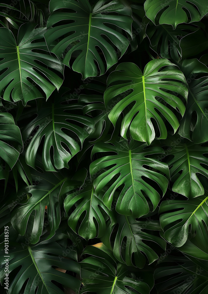 wallpaper background of a intense green monstera leaf wallpaper background of a intense green monstera leaf