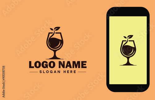 Glassware company icon Glassworks Glass production firm Glass manufacturer flat logo sign symbol editable vector