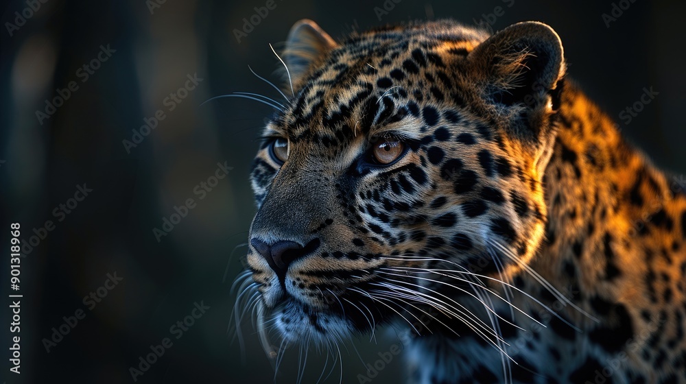 Beautiful leopard in the dark background Beautiful leopard in the dark background