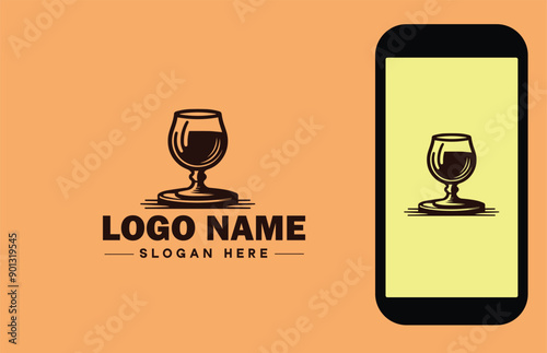 Glassware company icon Glassworks Glass production firm Glass manufacturer flat logo sign symbol editable vector