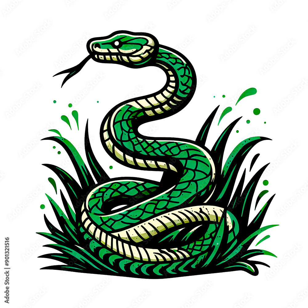 Fototapeta premium grunge green wood snake 