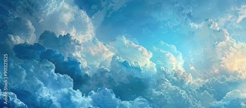 A dramatic sky filled with stormy clouds in varying shades of blue creating a natural and captivating copy space image