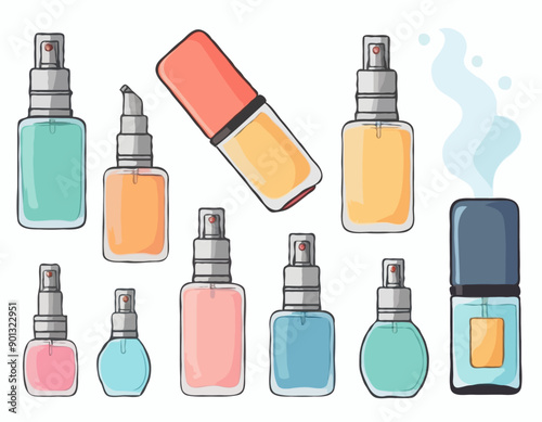 Portable perfume spray atomizer for travel vector cartoon illustration isolated on a white background