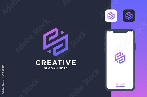 s hexagon logo design business brand inspiration